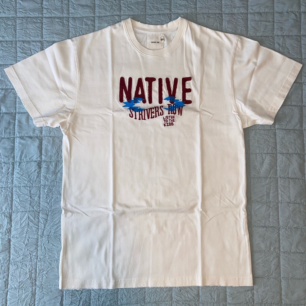 STRIVERS ROW Native Embroidered T-shirt Antique White Sz. Medium